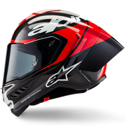 Casco Alpinestars Supertech R10 Element Carbono Carb Rojo Brillante Blanco 8200324-1363 
