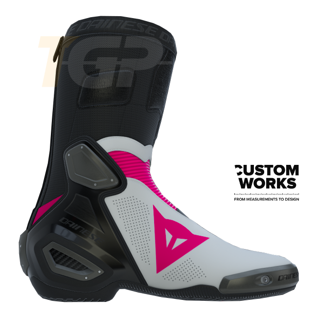 Botas de motocicleta de carreras y carretera Dainese Axial 2 Air | Hombre | Fuxia / Blanco | Custom Works 