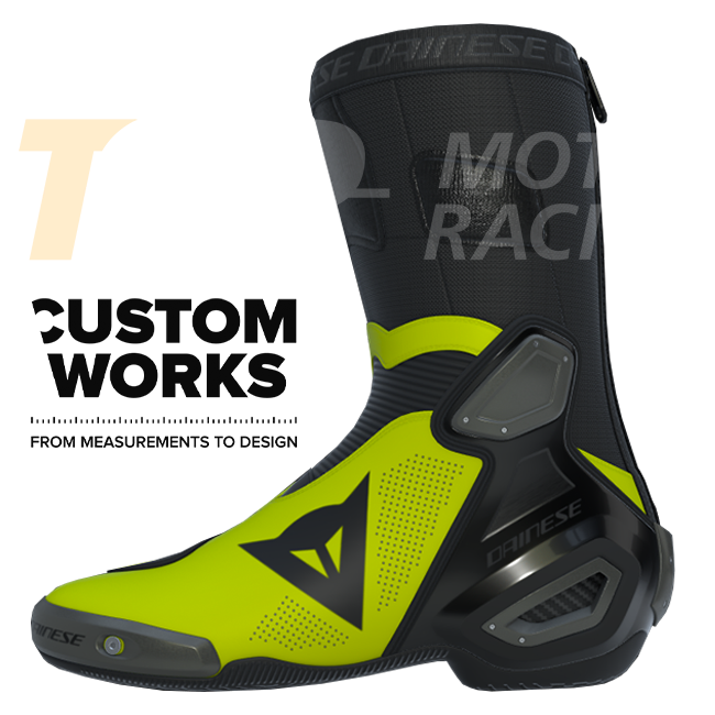 Botas de moto de carreras y calle Dainese Axial 2 Air | Hombre | Negro / Amarillo neón | Custom Works 