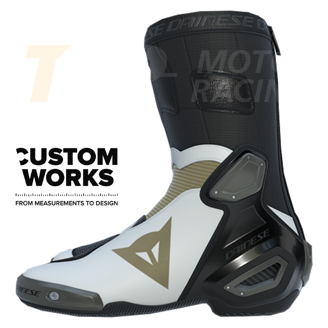 Botas de moto de carreras y carretera Dainese Axial 2 | Hombre | Perla blanco / Magnesio | Custom Works 