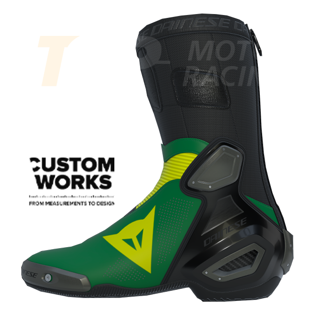 Botas de moto de carreras y carretera Dainese Axial 2 Air | Hombre | Verde bosque / Amarillo | Custom Works 