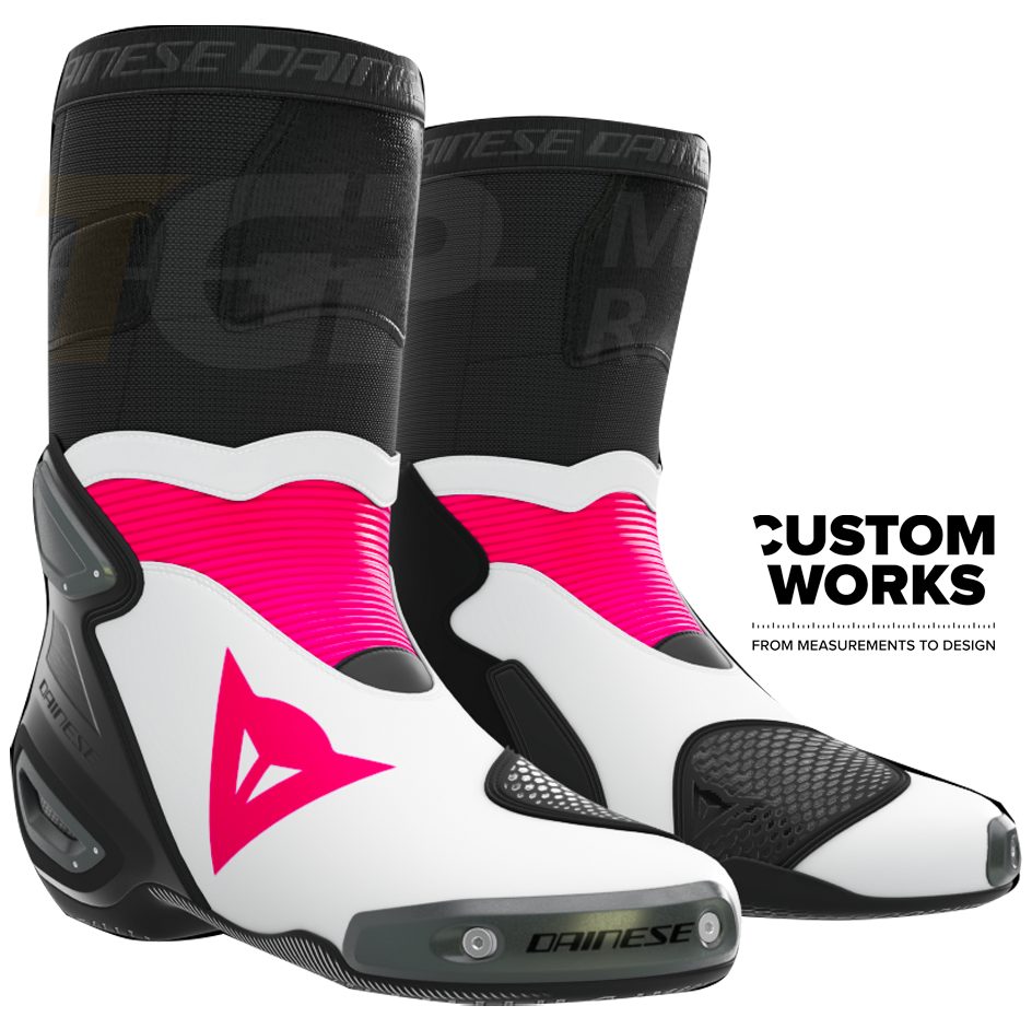 Botas de moto de carreras y calle Dainese Axial 2 | Hombre | Fuxia / Blanco | Custom Works 
