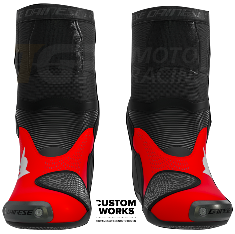 Botas de moto de carreras y carretera Dainese Axial 2 Air Marco Bezzecchi Replica 2026 | Hombre | Flúor rojo / Negro | Custom Works 