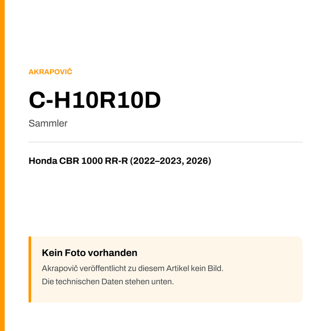 Akrapovic Sammler Honda CBR 1000 RR-R (22-26) C-H10R10D — Platzhalter, kein Herstellerfoto verfügbar