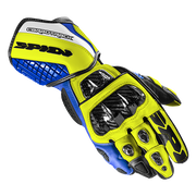 Spidi Carbo Track Evo Guantes de Cuero para Motociclismo | Hombre | Azul/Amarillo | A203477 