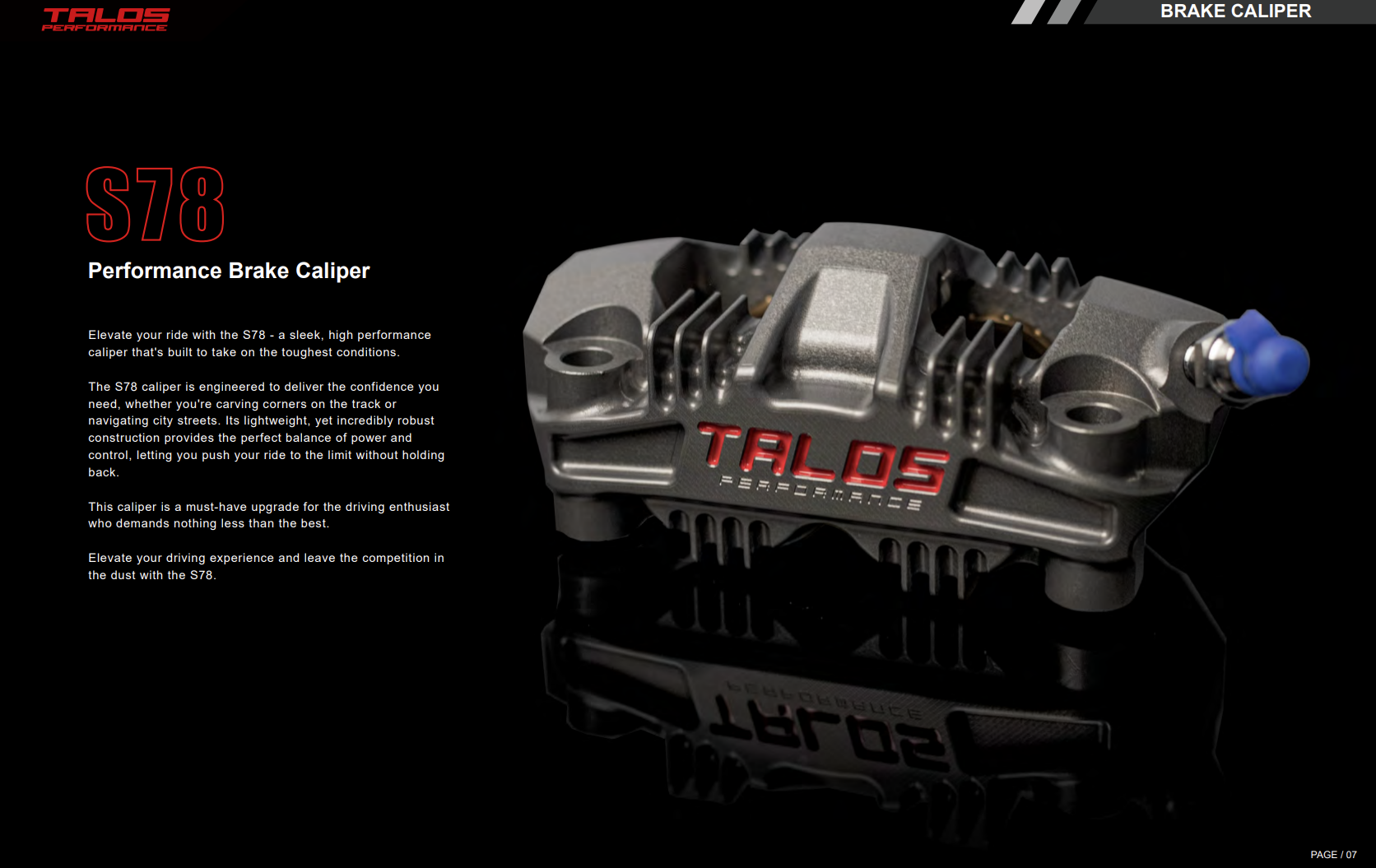 Talos S78 Monoblock P4 34/34 108mm pinza de freno delantera derecha | X78.108.HD.R 