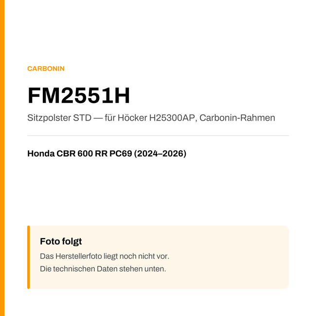 STD Sitzbank Carbonin Honda CBR 600 RR PC69 (24-26) FM2551H — Platzhalter, Herstellerfoto folgt