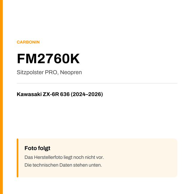 PRO Sitzbank Carbonin Kawasaki ZX-6R 636 (24-26) FM2760K — Platzhalter, Herstellerfoto folgt