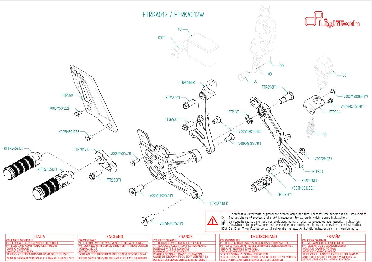 Sistema de frenos LighTech con cambio inverso Kawasaki ZX-10 R/RR (21-25) FTRKA012/W 