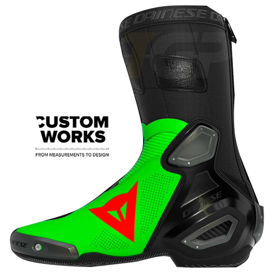 Dainese Axial 2 Air Racing und Straßen Motorradstiefel Franco Morbidelli Replica 2026 | Herren | Fluo Grün / Fluo Rot | Custom Works