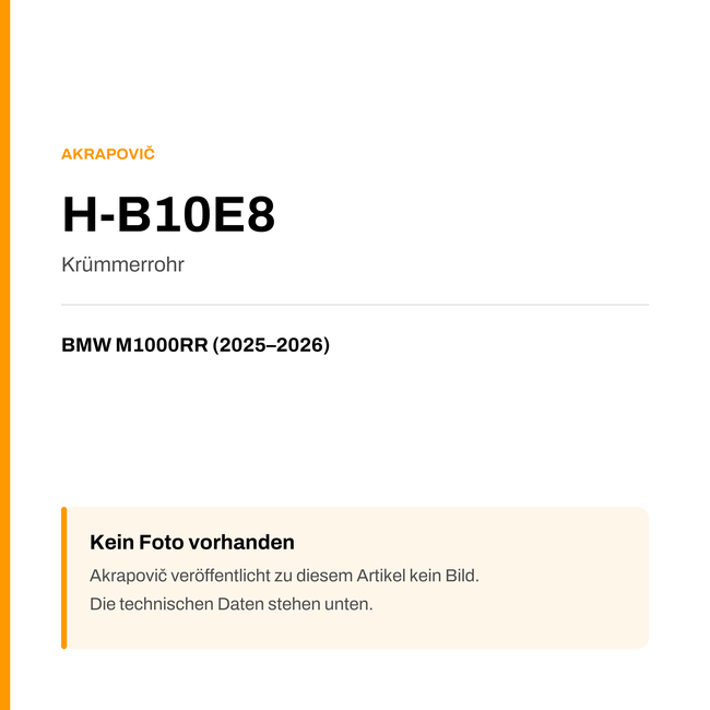 Akrapovic Krümmerrohr BMW M1000RR (25-26) H-B10E8 — Platzhalter, kein Herstellerfoto verfügbar