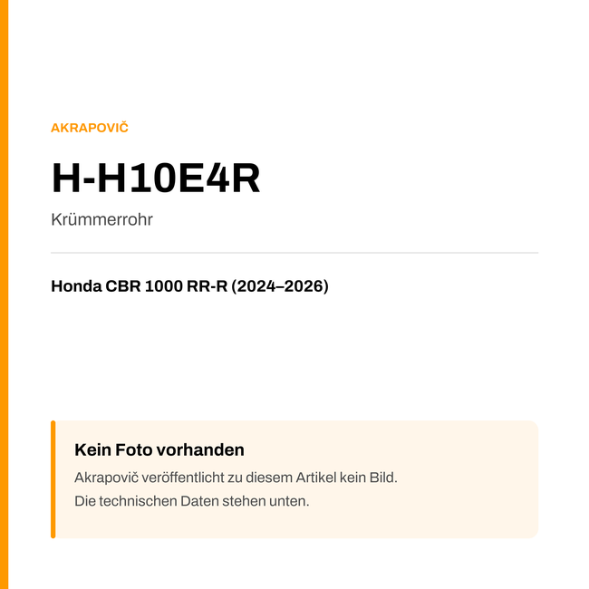 Akrapovic Krümmerrohr Honda CBR 1000 RR-R (24-26) H-H10E4R — Platzhalter, kein Herstellerfoto verfügbar