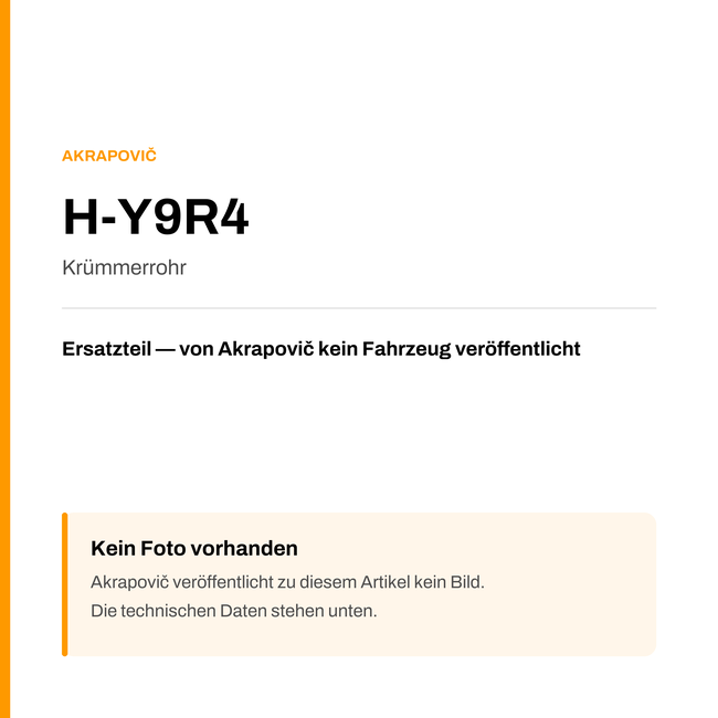 Akrapovic Krümmerrohr H-Y9R4 — Platzhalter, kein Herstellerfoto verfügbar