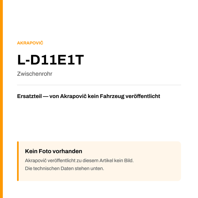 Akrapovic Zwischenrohr L-D11E1T — Platzhalter, kein Herstellerfoto verfügbar