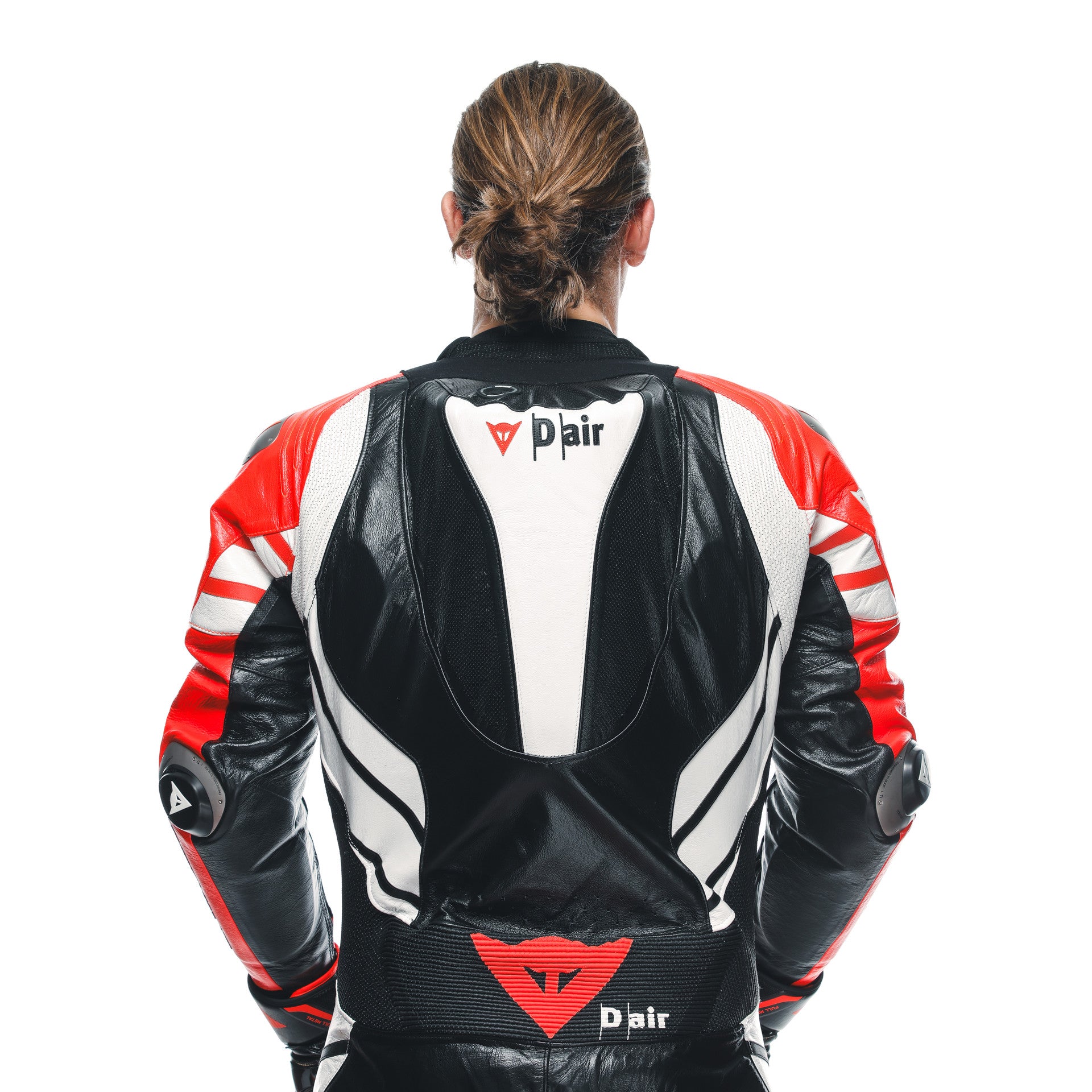 Dainese Mugello 3 D-AIR® Mono de cuero con airbag perforado – Traje de carrera | Hombre | Negro/Rojo 