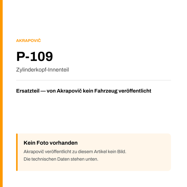 Akrapovic Zylinderkopf-Innenteil P-109 — Platzhalter, kein Herstellerfoto verfügbar