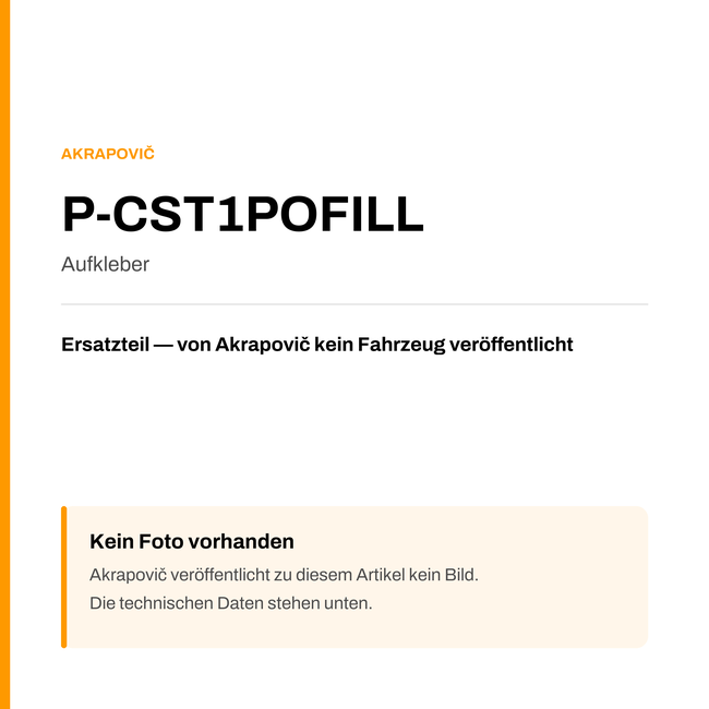 Akrapovic Aufkleber P-CST1POFILL — Platzhalter, kein Herstellerfoto verfügbar