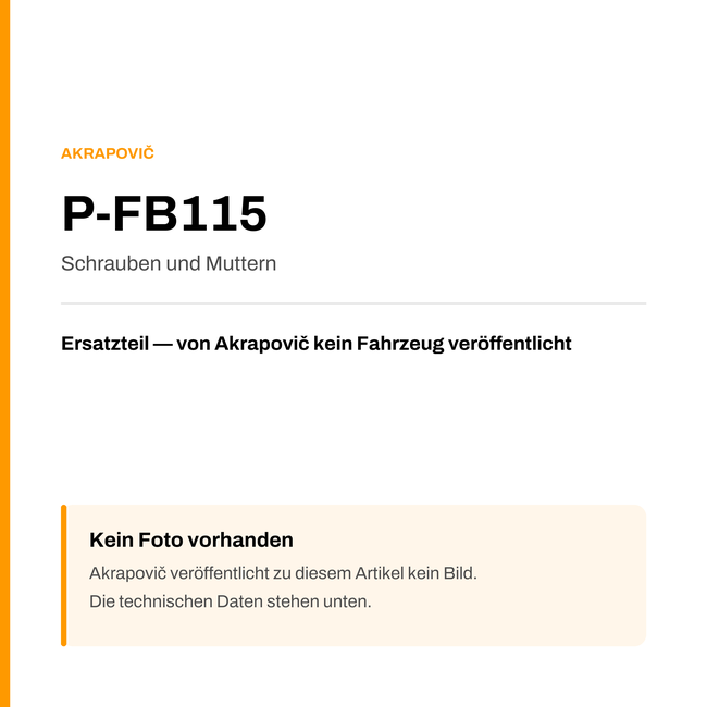 Akrapovic Schrauben und Muttern P-FB115 — Platzhalter, kein Herstellerfoto verfügbar