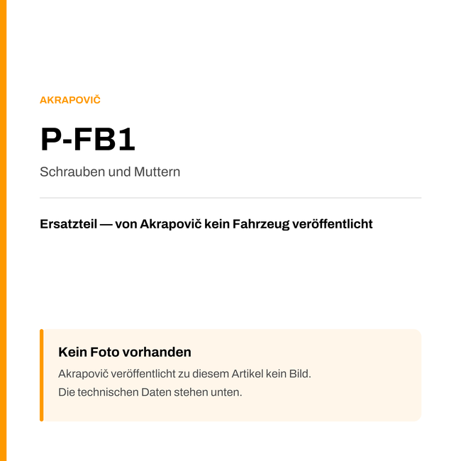 Akrapovic Schrauben und Muttern P-FB1 — Platzhalter, kein Herstellerfoto verfügbar
