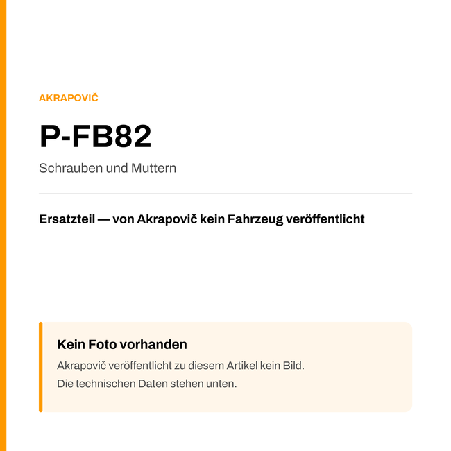 Akrapovic Schrauben und Muttern P-FB82 — Platzhalter, kein Herstellerfoto verfügbar