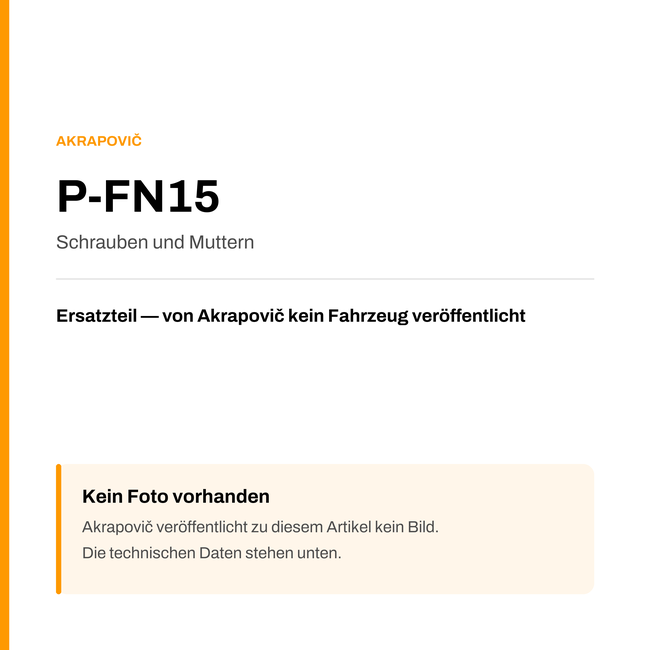 Akrapovic Schrauben und Muttern P-FN15 — Platzhalter, kein Herstellerfoto verfügbar