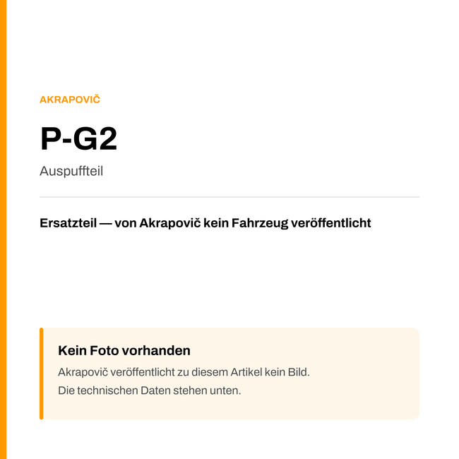 Akrapovic Auspuffteil P-G2 — Platzhalter, kein Herstellerfoto verfügbar