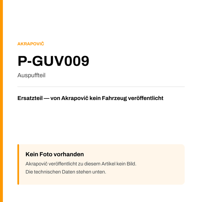 Akrapovic Auspuffteil P-GUV009 — Platzhalter, kein Herstellerfoto verfügbar