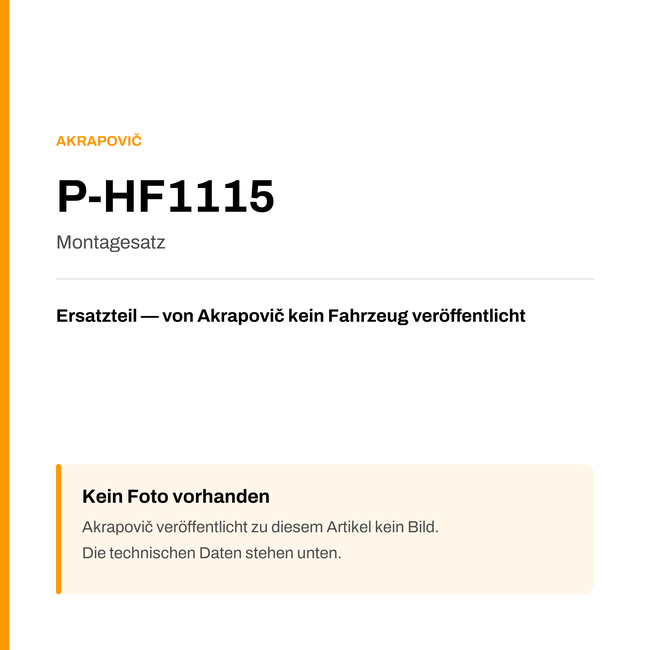 Akrapovic Montagesatz P-HF1115 — Platzhalter, kein Herstellerfoto verfügbar
