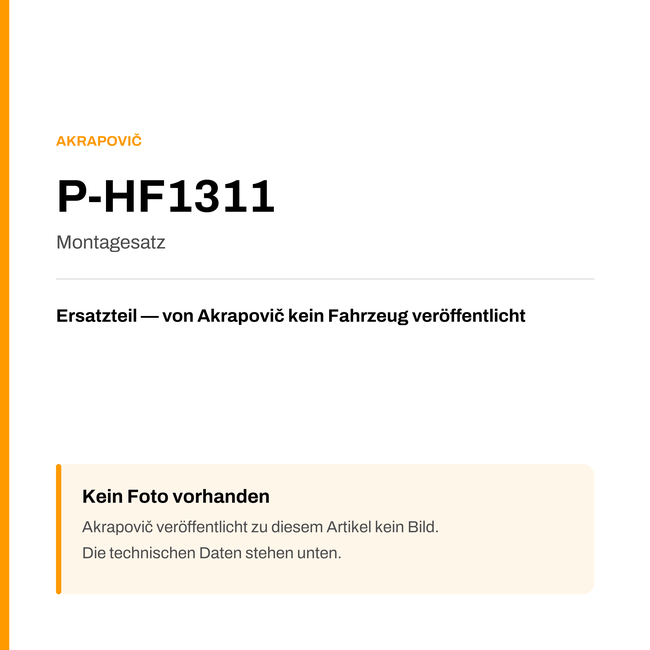 Akrapovic Montagesatz P-HF1311 — Platzhalter, kein Herstellerfoto verfügbar