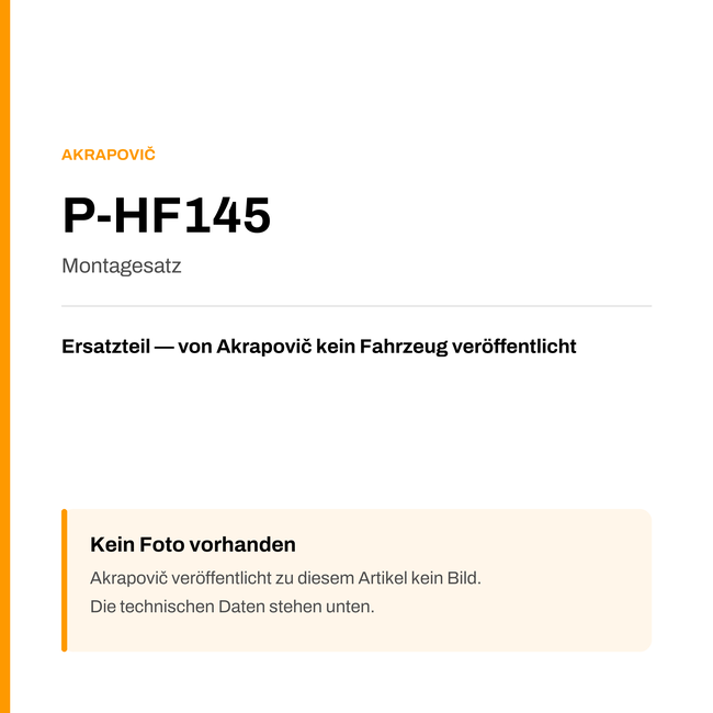Akrapovic Montagesatz P-HF145 — Platzhalter, kein Herstellerfoto verfügbar
