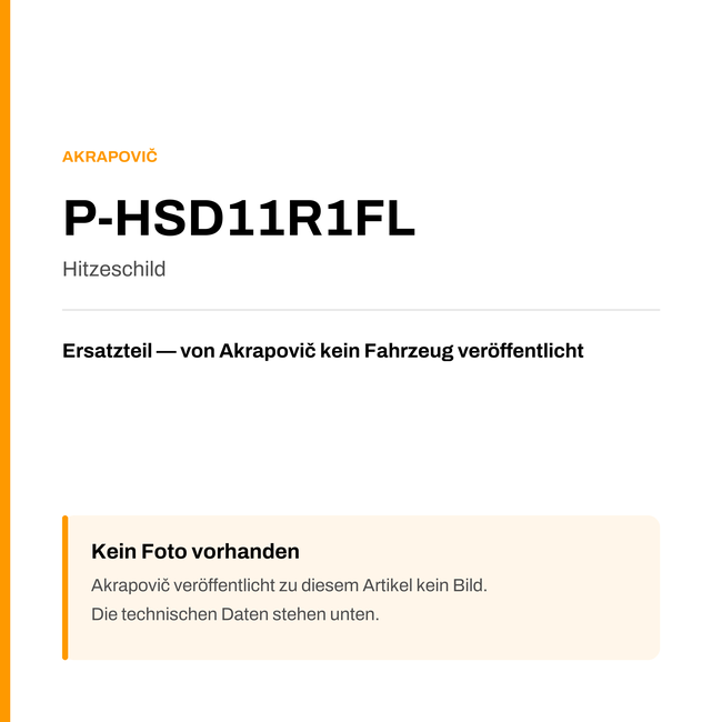 Akrapovic Hitzeschild P-HSD11R1FL — Platzhalter, kein Herstellerfoto verfügbar