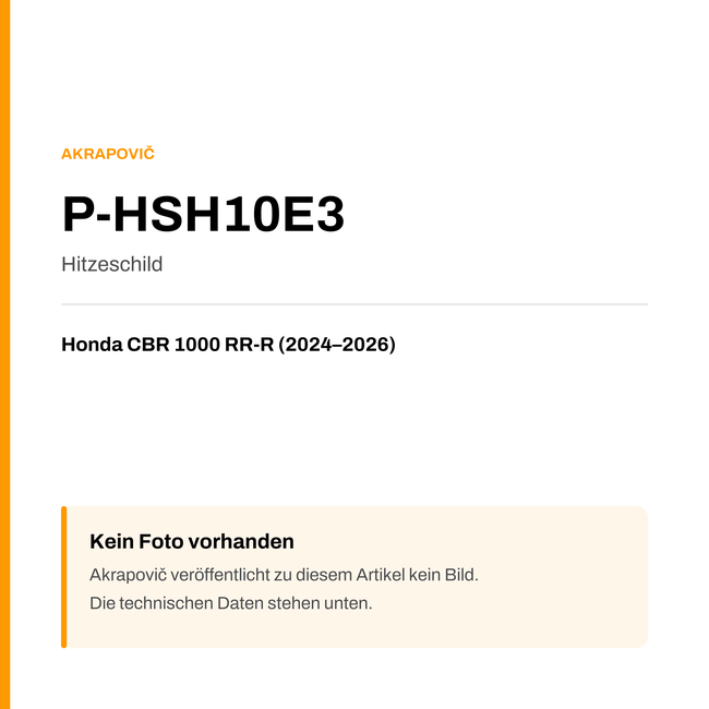 Akrapovic Hitzeschild Honda CBR 1000 RR-R (24-26) P-HSH10E3 — Platzhalter, kein Herstellerfoto verfügbar
