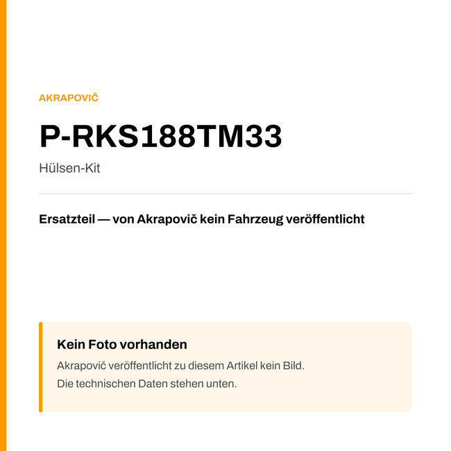 Akrapovic Hülsen-Kit P-RKS188TM33 — Platzhalter, kein Herstellerfoto verfügbar