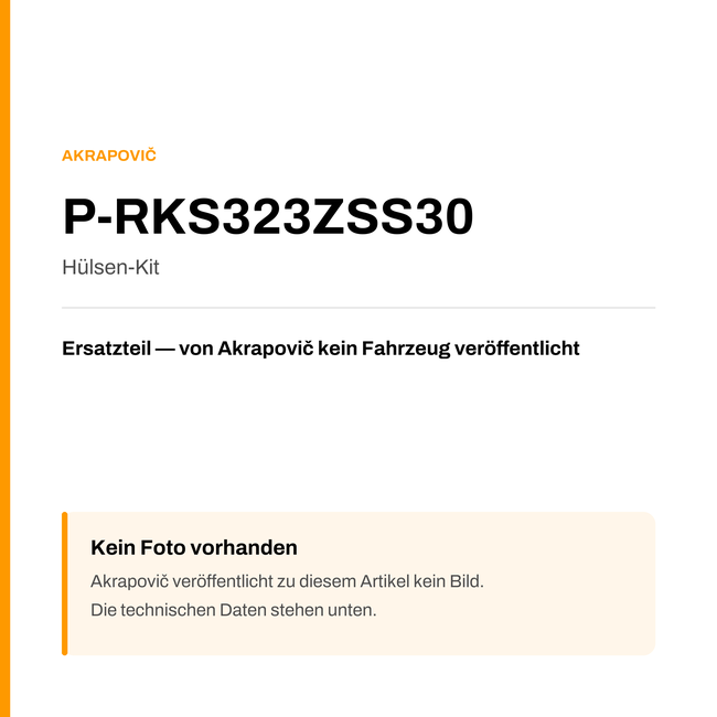 Akrapovic Hülsen-Kit P-RKS323ZSS30 — Platzhalter, kein Herstellerfoto verfügbar