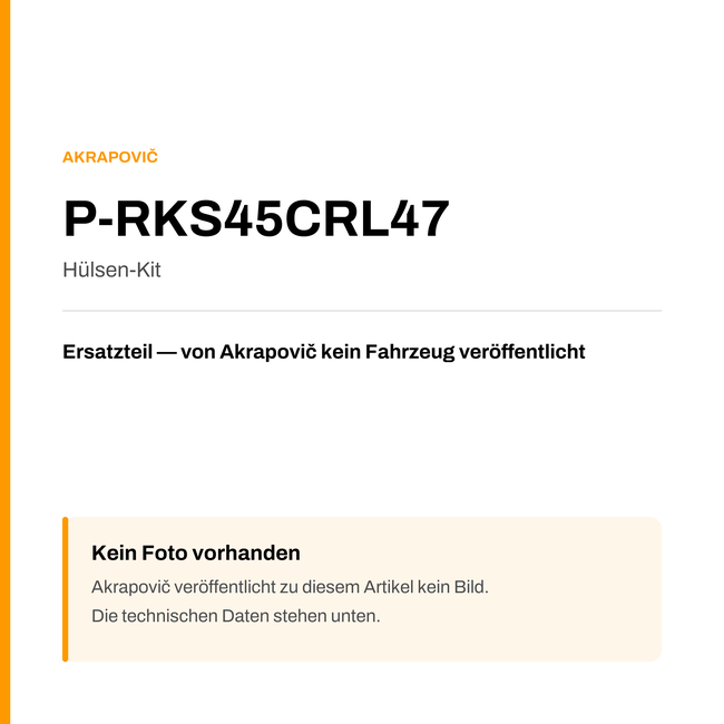 Akrapovic Hülsen-Kit P-RKS45CRL47 — Platzhalter, kein Herstellerfoto verfügbar