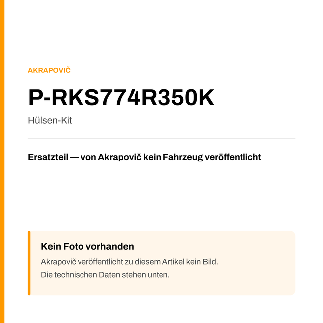 Akrapovic Hülsen-Kit P-RKS774R350K — Platzhalter, kein Herstellerfoto verfügbar