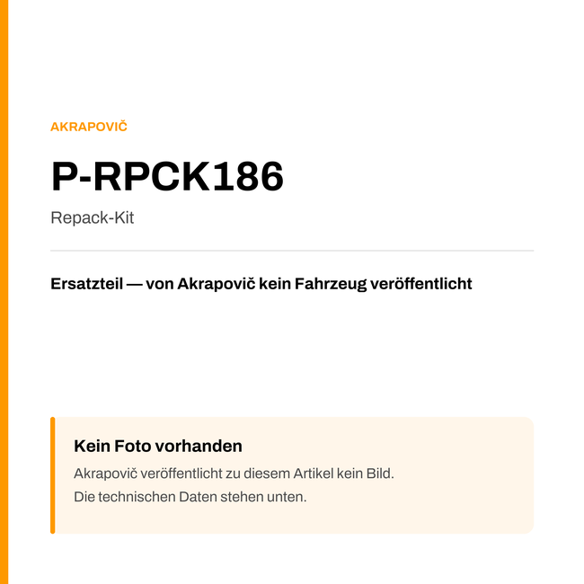 Akrapovic Repack-Kit P-RPCK186 — Platzhalter, kein Herstellerfoto verfügbar