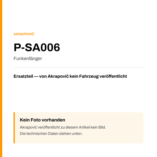 Akrapovic Funkenfänger P-SA006 — Platzhalter, kein Herstellerfoto verfügbar