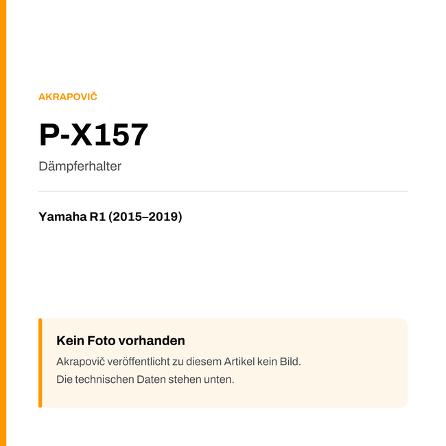 Akrapovic Dämpferhalter Yamaha R1 (15-19) P-X157 — Platzhalter, kein Herstellerfoto verfügbar