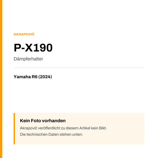 Akrapovic Dämpferhalter Yamaha R6 (24-24) P-X190 — Platzhalter, kein Herstellerfoto verfügbar