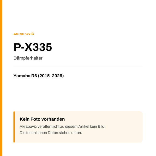 Akrapovic Dämpferhalter Yamaha R6 (15-26) P-X335 — Platzhalter, kein Herstellerfoto verfügbar