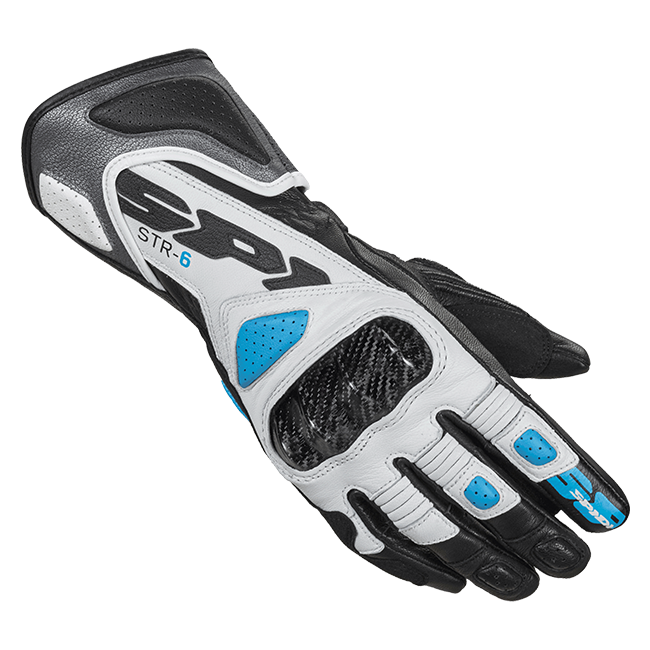 Guantes de cuero para moto Spidi STR-6 Sport | Mujeres | Gris/Blanco/Provence | A222302 