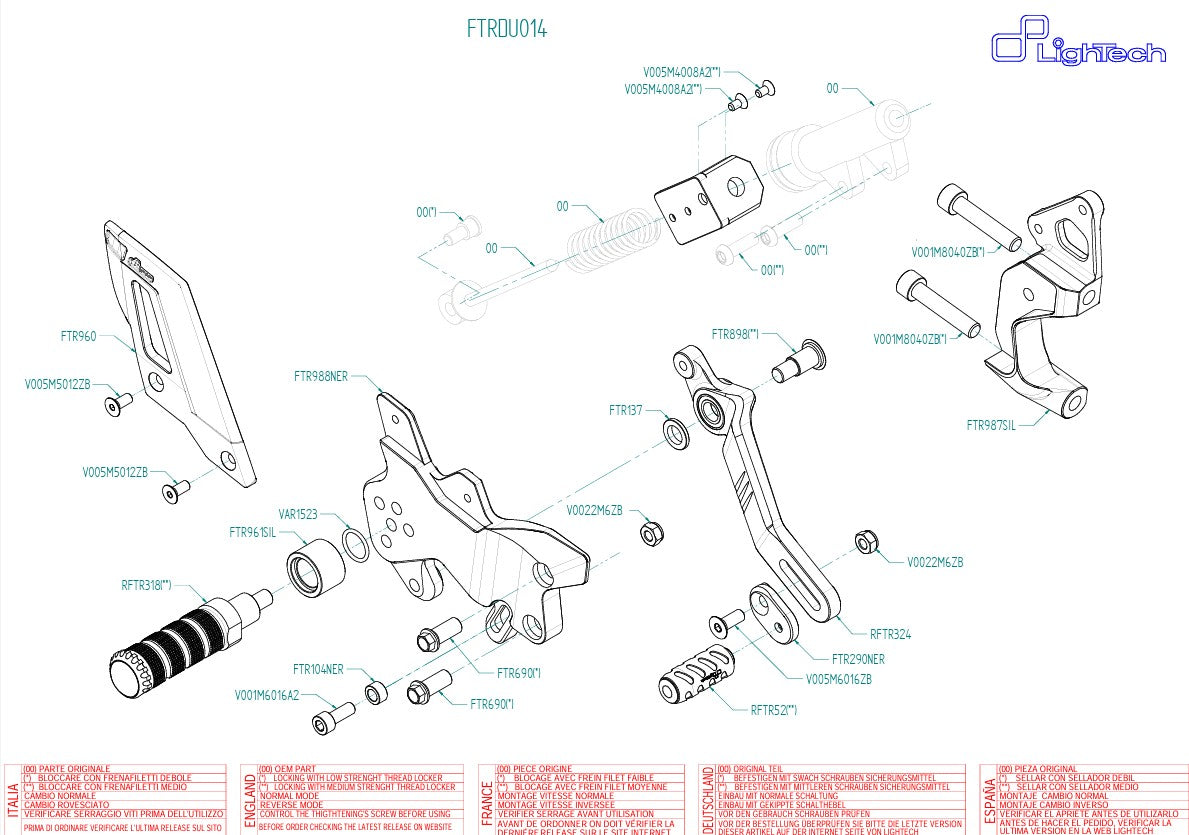 Sistema de frenos Track-Use LighTech con cambio inverso Ducati Panigale 1299/S (15-18) FTRDU014 