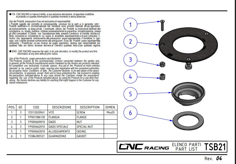 Tapa de tanque de carbono CNC Racing Ducati Panigale V4/S (2025) TSB21 
