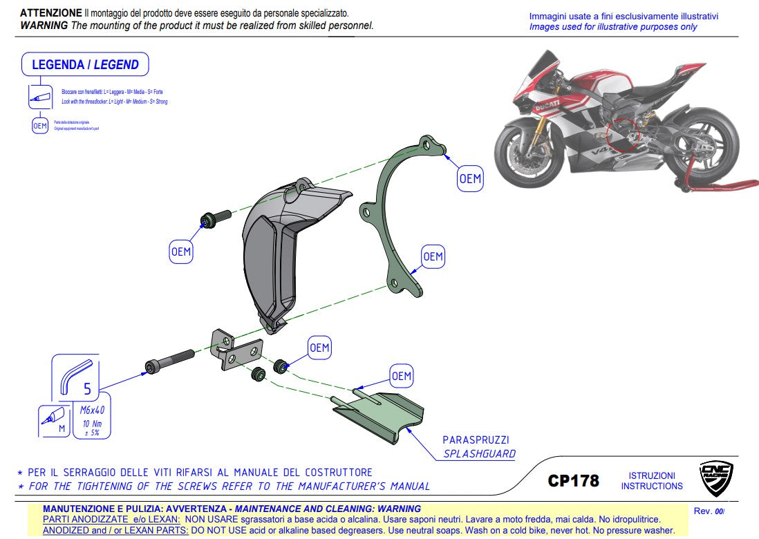 Cubierta de piñón de aluminio CNC Racing Ducati Panigale V4/S (2025) CP178 
