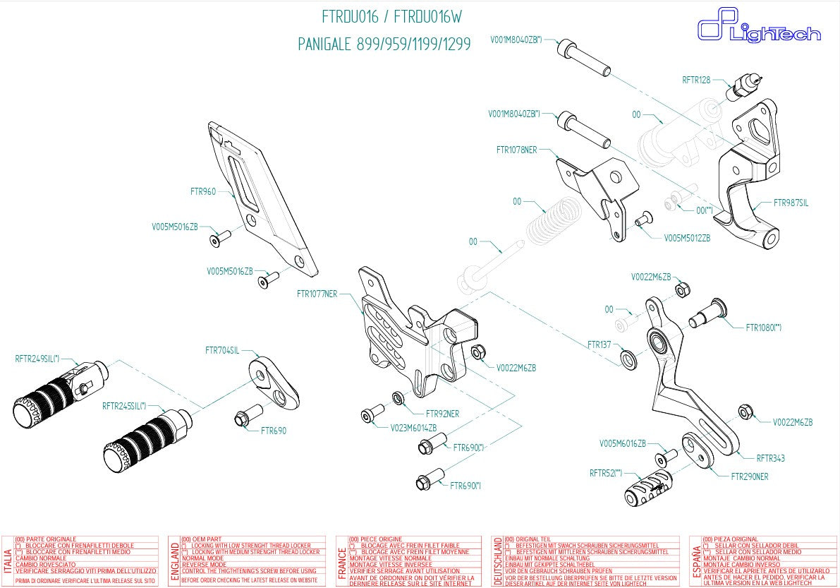 Sistema de frenos LighTech con cambio inverso Ducati Panigale 899 (13-16) FTRDU016/W 