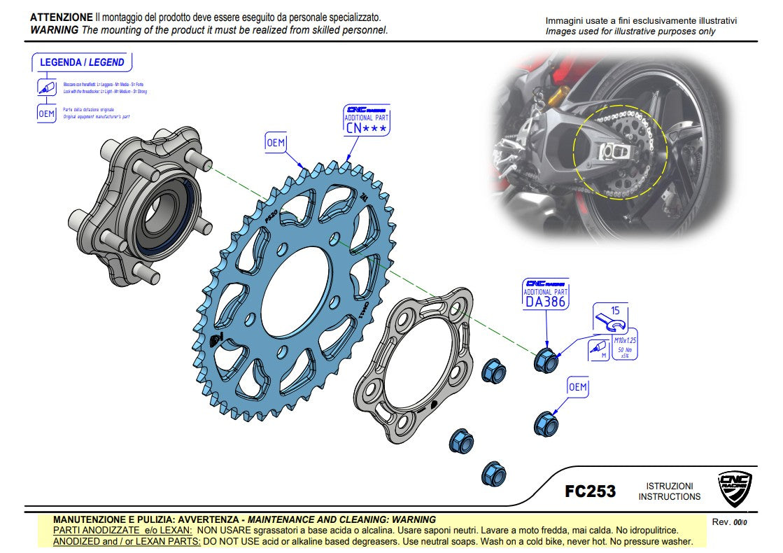 Porta piñón CNC Racing Ducati Panigale V4/S (2025) FC253 