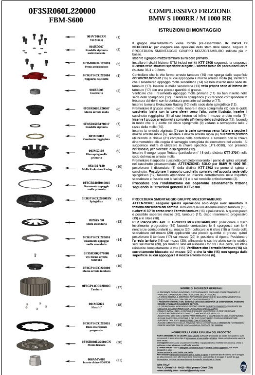 Kit de embrague seco STM BMW M1000RR K66 (23-25) KTT-2700 