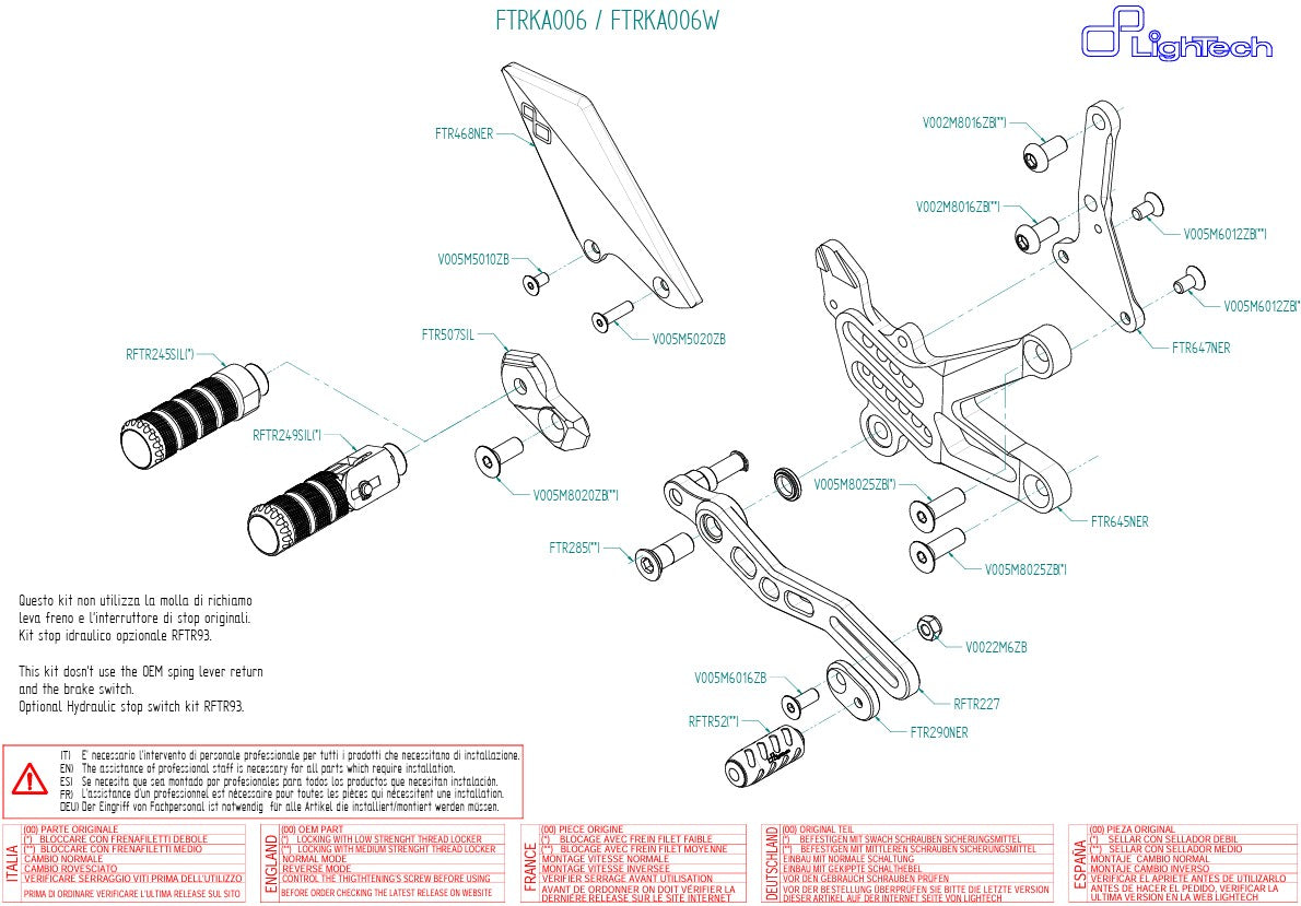 Sistema de frenos LighTech Kawasaki ZX-10 R/RR (16-20) FTRKA006/W 