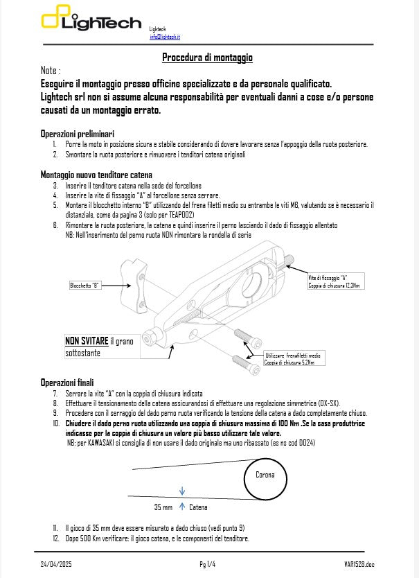 Tensor de cadena LighTech Aprilia RSV4/RR/RF/1100 Factory (15-20) TEAP003 